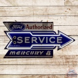 Amazing Ford Authorized Service Mercury 8 Die Cut 4' Single Sided Porcelain Neon Sign