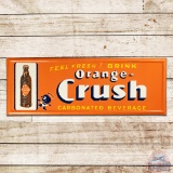 Terrific 1948 Feel Fresh! Drink Orange Crush Emb. Single Sided Tin Sign w/ Crushy & Bottle