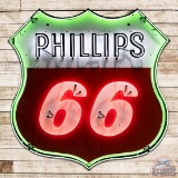1959 Phillips 66 Gasoline 8' Single Sided Porcelain Neon Sign Large