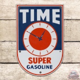 Superb Time Super Gasoline Single Sided Porcelain Pump Plate Sign