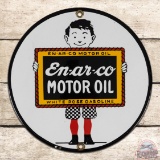 Amazing En-ar-co Motor Oil Single Sided Porcelain Lubester Sign w/ Boy & Slate