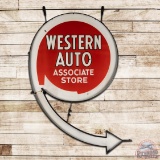 Western Auto Associate Store 7' Die Cut Double Sided Porcelain Sign w/ Frame
