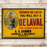 De Laval Cream Separator Single Sided Tin Wood Framed Sign Hardware & Implements Vevay Indiana
