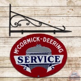 McCormick Deering Service Double Sided Porcelain Sign w/ Hanging Bracket