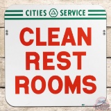 Outstanding Cities Service Clean Rest Rooms Double Sided Porcelain Sign w/ Logo