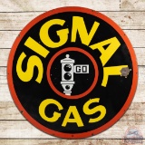 Signal Gas 6' Double Sided Porcelain ID Sign w/ Black Stop Light Logo