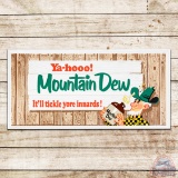 Amazing 1965 Ya-Hooo! Mountain Dew Emb. 3' Single Sided Tin Sign w/ Hillbilly