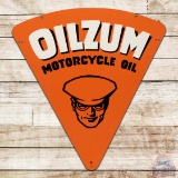NOS 1965 Oilzum Motorcycle Oil Double Sided Tin Sign w/ Oswald