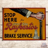Stop Here for Silver Edge Raybestos Brake Service Double Sided Tin Flange Sign