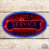 United Motors Service Single Sided Porcelain Neon Countertop Window Sign