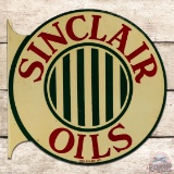 Sinclair Oils Double Sided Tin Flange Sign w/ Bar Logo