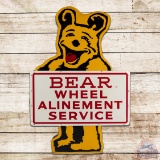 Bear Wheel Alignment Die Cut Double Sided Tin Sign