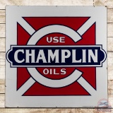 Superb Use Champlin Oils 4' Double Sided Porcelain Sign w/ Logo