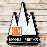 Rare GM General Motors Die Cut Single Sided Porcelain Sign w/ Logo