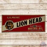 Gilmore Lion Head Motor Oil Emb. Single Sided Tin Sign w/ Logo
