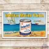 Interlux Marine Paints Emb. Single Sided Tin Sign w/ Boats & Ocean Scene