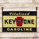 Keystone Vitalized Gasoline 5' Double Sided Porcelain Sign w/ Frame 