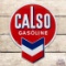 Excellent Calso Gasoline Die Cut Single Sided Porcelain Pump Plate Sign w/ Hallmark