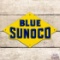 Exceptional Blue Sunoco Gasoline Die Cut Single Sided Porcelain Pump Plate Sign