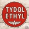 Tydol Ethyl Gasoline Single Sided Porcelain Pump Plate Sign w/ Logo