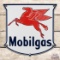 1956 Mobilgas Die Cut Single Sided Porcelain Pump Plate Sign w/ Pegasus