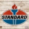 Standard Gasoline 6' Double Sided Porcelain ID Sign Complete w/ Ring & Flames