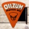 Excellent Oilzum Motor Oil Die Cut Double Sided Tin Flange Sign w/ Oswald