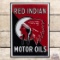 Red Indian Motor Oils Single Sided Porcelain Sign w/ Logo