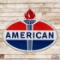 Impressive 1965 American Gasoline 6' Double Sided Porcelain ID Sign Complete w/ Ring & Flames