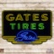 Gates Tires 9' Single Sided Porcelain Neon Sign w/ Logo