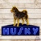 Husky Gasoline Die Cut Single Sided Porcelain Neon Sign w/ Dog Logo
