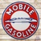 1958 Mobile Gasoline 6' Double Sided Porcelain ID Sign w/ Salt Flat Race Car