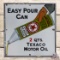 Early Texaco Motor Oil Single Sided Porcelain Sign w/ Easy Pour Can & Hand