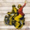 Rare Raleigh Motorcycles Die Cut Single Sided Porcelain w/ Couple Riding