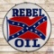 Rare Rebel Oil Gasoline 6' Double Sided Porcelain Flag Logo ID Sign w/ Ring