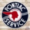 Excellent Pontiac Authorized Service 42' Double Sided Porcelain Sign w/ Full Feather Logo