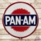 Rare Pan-Am Gasoline 42' Double Sided Porcelain Sign w/ Ring