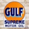 Amazing Gulf Supreme Motor Oil Double Sided Porcelain Tombstone Sign