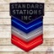 Rare Die Cut Standard Stations Inc. Single Sided Porcelain Milk Glass Neon Service Station Sign
