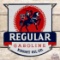 Rare Knight Regular Gasoline Die Cutt Single Sided Porcelain Pump Plate Sign