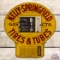 Rare NOS Kelly Springfield Tires & Tubes Double Sided Tin Visible Pump Pricer Sign