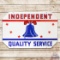 Independent Quality Service Gasoline 6' Double Sided Porcelain ID Sign w/ Liberty Bell