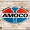 Superb Amoco Gasoline 6' Double Sided Porcelain ID Sign w/ Ring