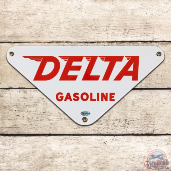 Exceptional Delta Gasoline Single Sided Porcelain Pump Plate Sign