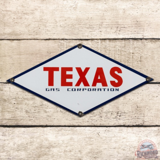 Superb Texas Gas Corporation Gasoline Single Sided Porcelain Pump Plate Sign