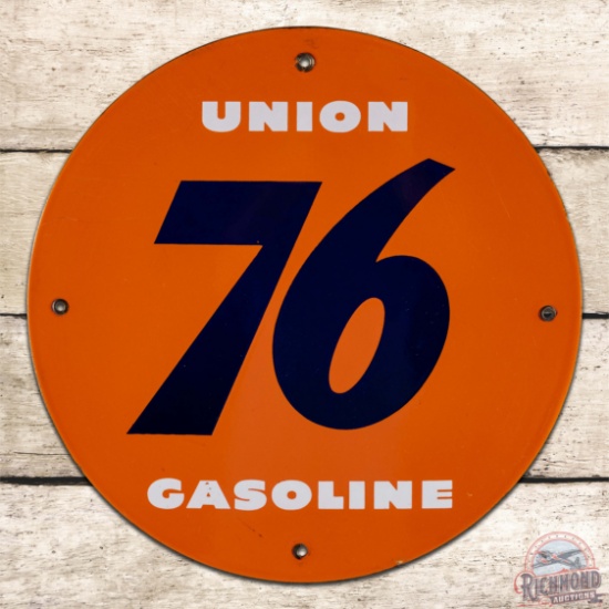 Union 76 Gasoline Single Sided Porcelain Pump Plate Sign
