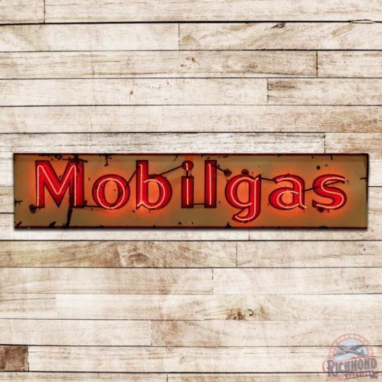 Mobilgas Service Station 9' Horizontal Single Sided Porcelain Neon Sign