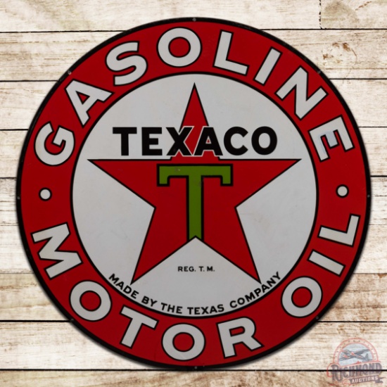 Texaco Gasoline Motor Oil 42" Double Sided Porcelain Sign