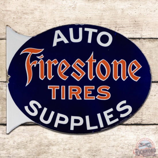Firestone Tires Auto Supplies Double Sided Porcelain Flange Sign