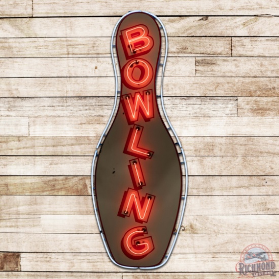 Impressive Double Sided Porcelain 8' Bowling Pin Die Cut Neon Sign